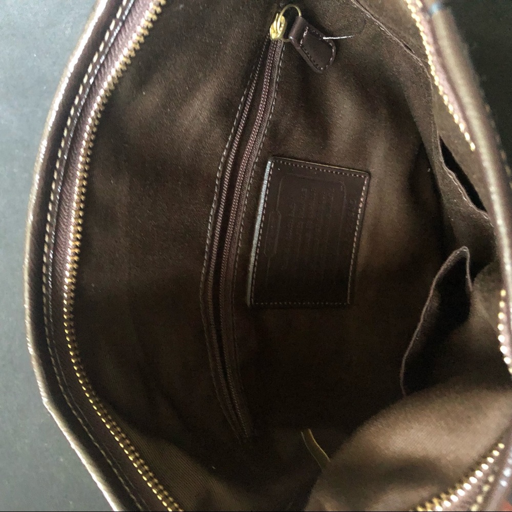 Coach Signature Leather Trim Crossbody bag khaki and brown - Picture 2 of 10